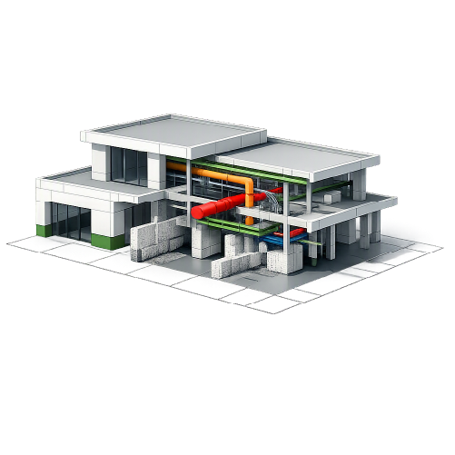 Maquette BIM issue du Scan to BIM pour la coordination technique avec architecture, structure et réseaux intégrés