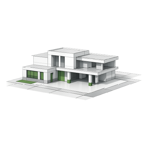 Maquette BIM issue du Scan to BIM pour des études de conception avec volumes simplifiés et gabarits lisibles