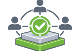 Icône représentant une meilleure coordination entre les acteurs d’un projet d’ingénierie et de BIM grâce à des données partagées et fiables