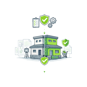 Illustration représentant la mise en conformité technique d’un bâtiment existant rendue possible grâce à une étude rigoureuse et documentée de l’existant.