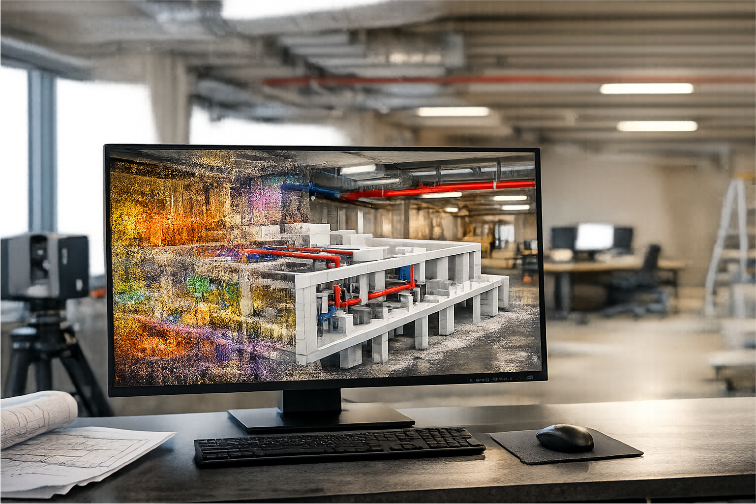 Reconstruction BIM d’un bâtiment à partir d’un nuage de points 3D LiDAR, avec maquette numérique alignée sur la réalité mesurée