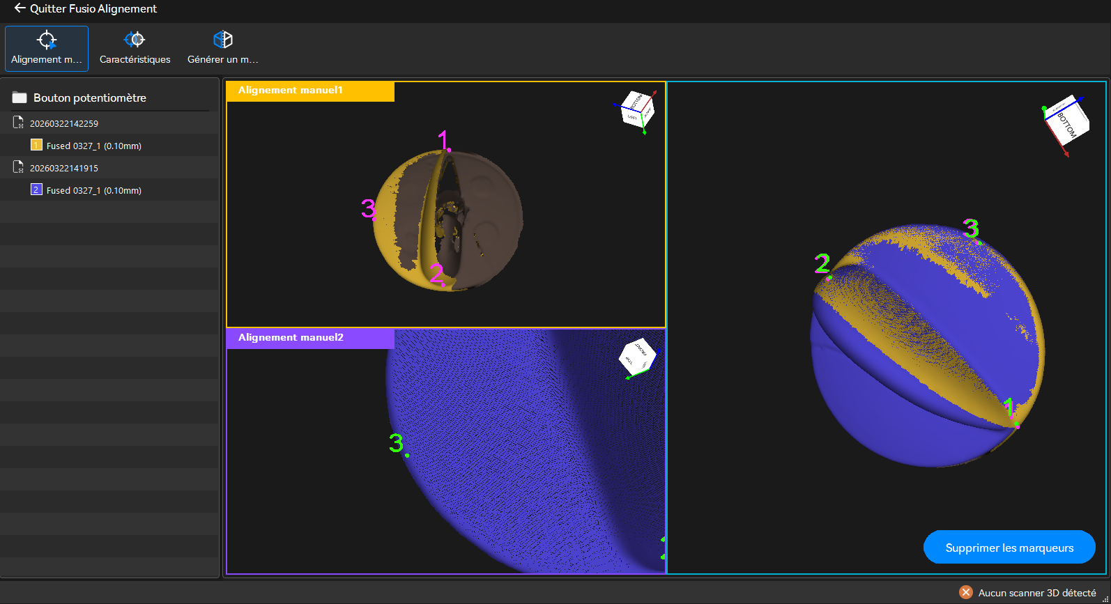 Visualisation du recouvrement montrant les zones communes utilisées pour le recalage et l’alignement.