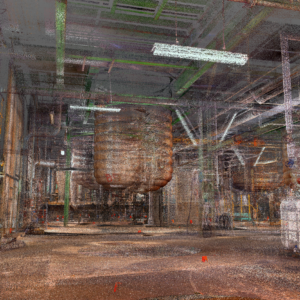 Nuage de points issu d’un relevé 3D des réseaux techniques d’un bâtiment existan